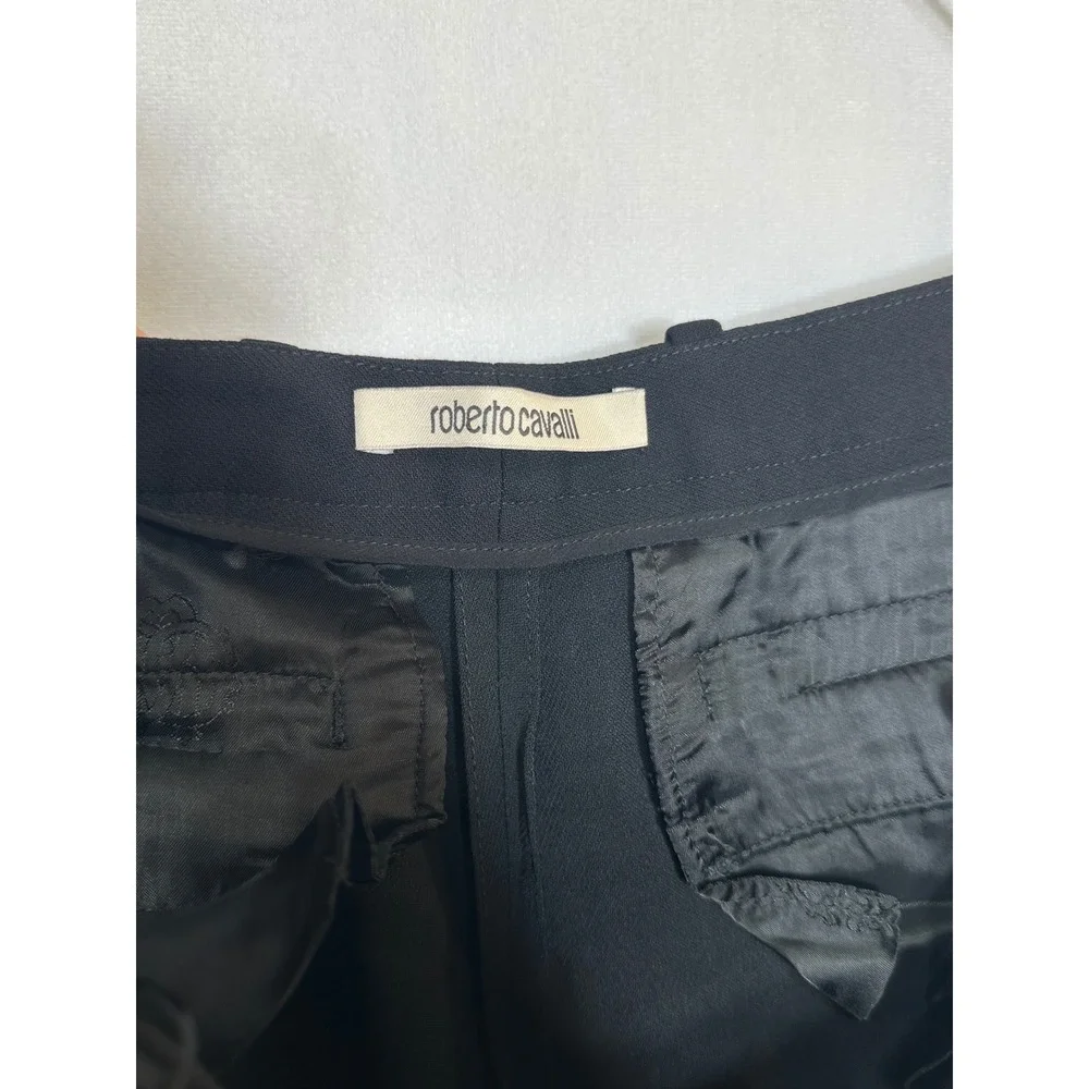 Roberto Cavalli Black Straight Leg Tailored Trousers Pants IT‎ 42